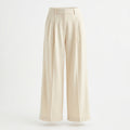 Pleated Wide-Leg Trouser - Cream