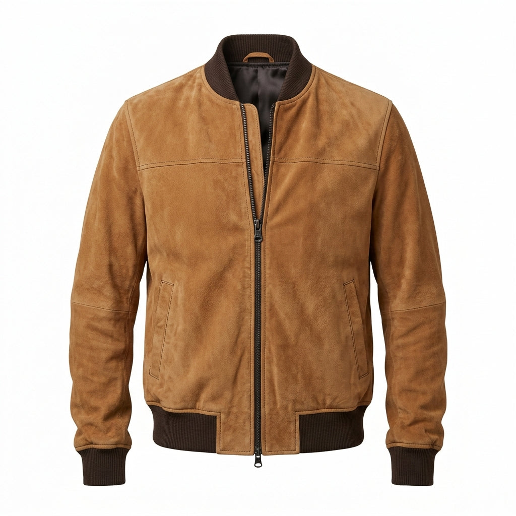 Meridian Suede Bomber - Tan