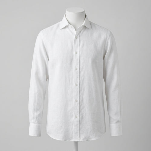 Carrara Linen Spread Collar - White