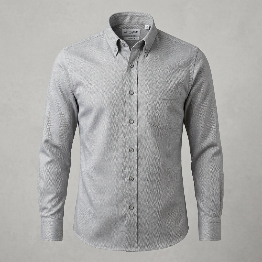 Sterling Herringbone Button-Down - Silver Grey