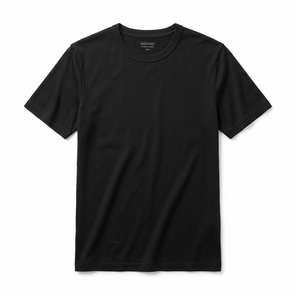 Obsidian Merino Crew - Black