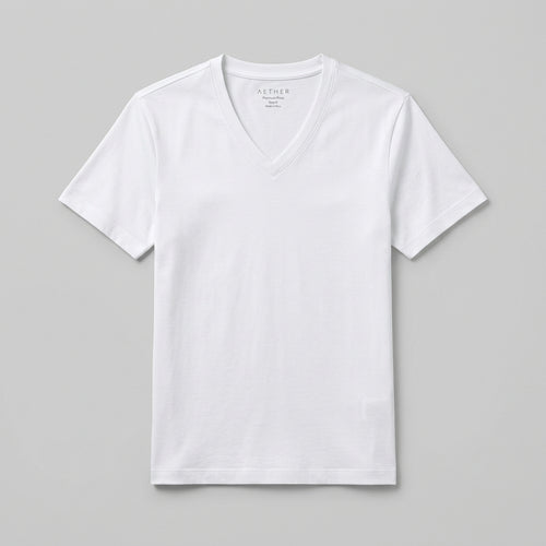 Alabaster Pima V-Neck - White
