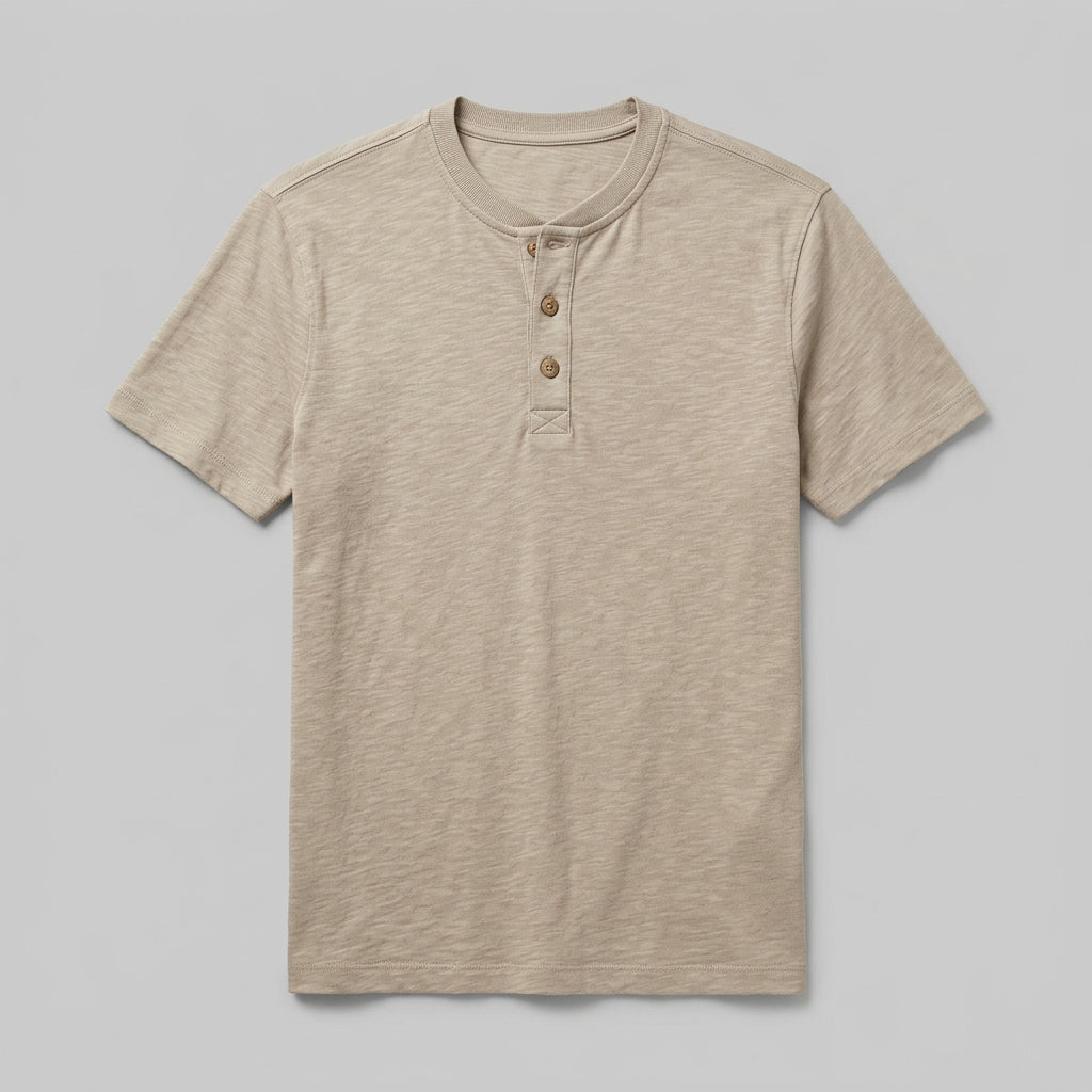 Dune Slub Cotton Henley - Sand