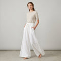 Palazzo Flowing Linen Pant - White