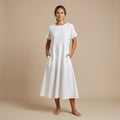 Riviera Linen Midi Dress - White