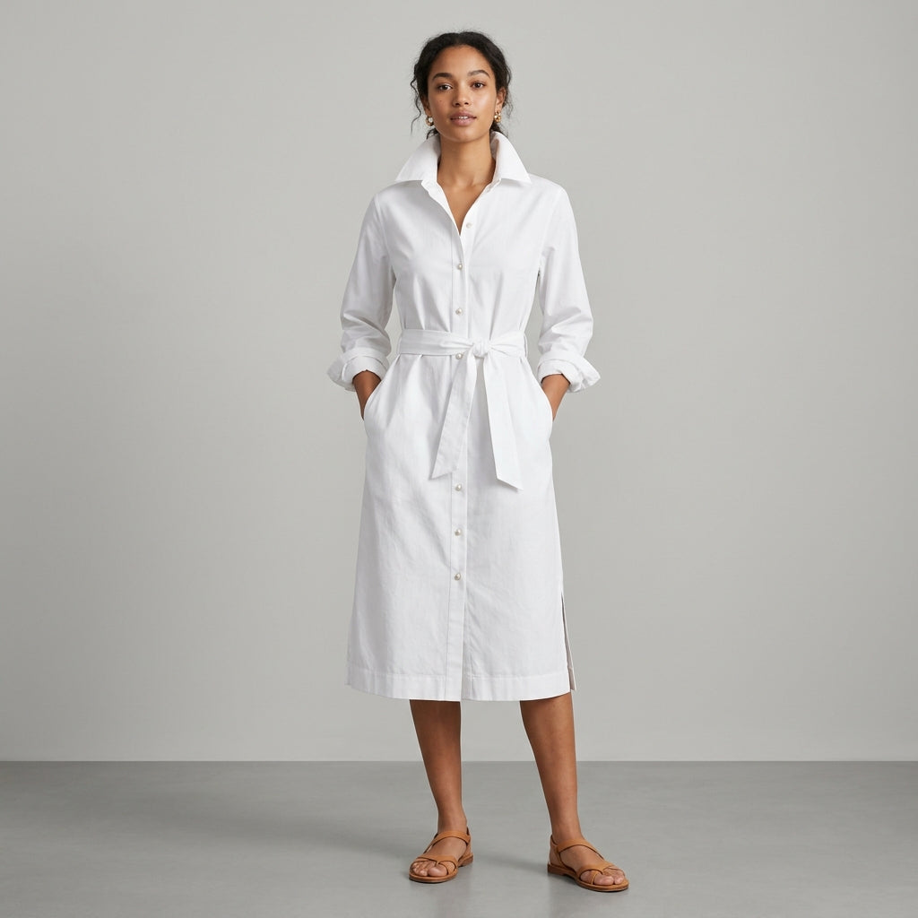 Vesper Tailored Shirt Dress - White