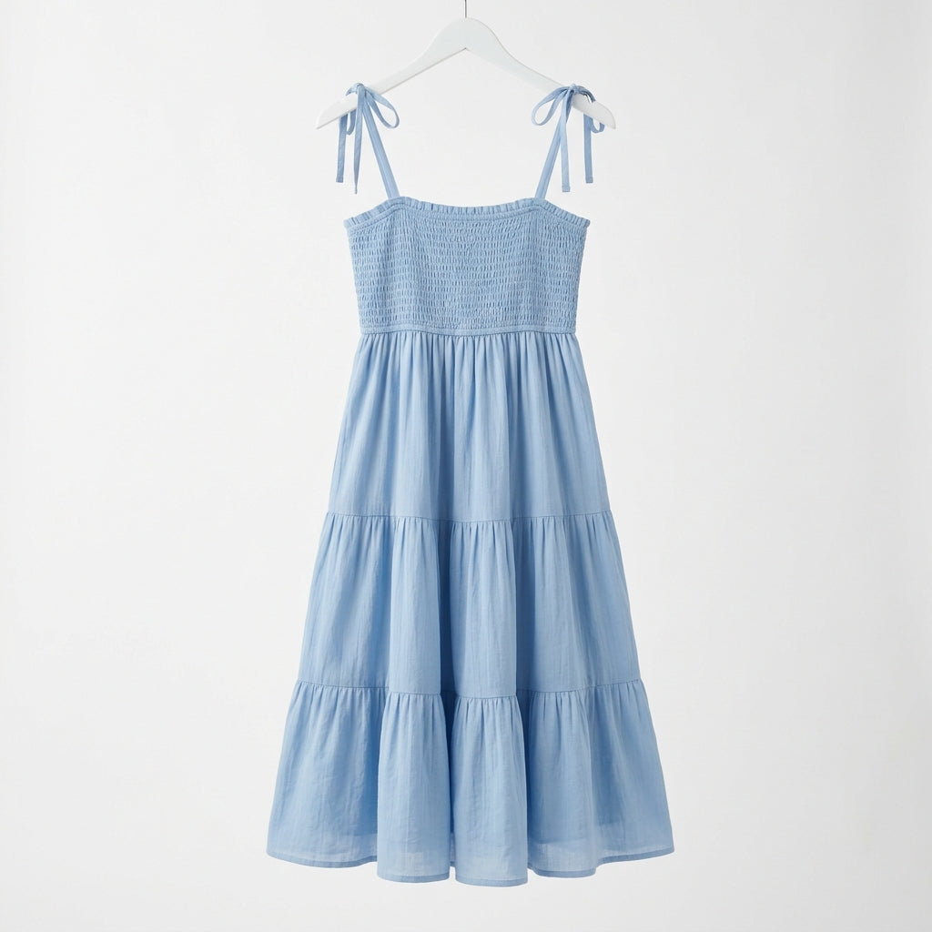 Terrace Tiered Sundress - Soft Blue