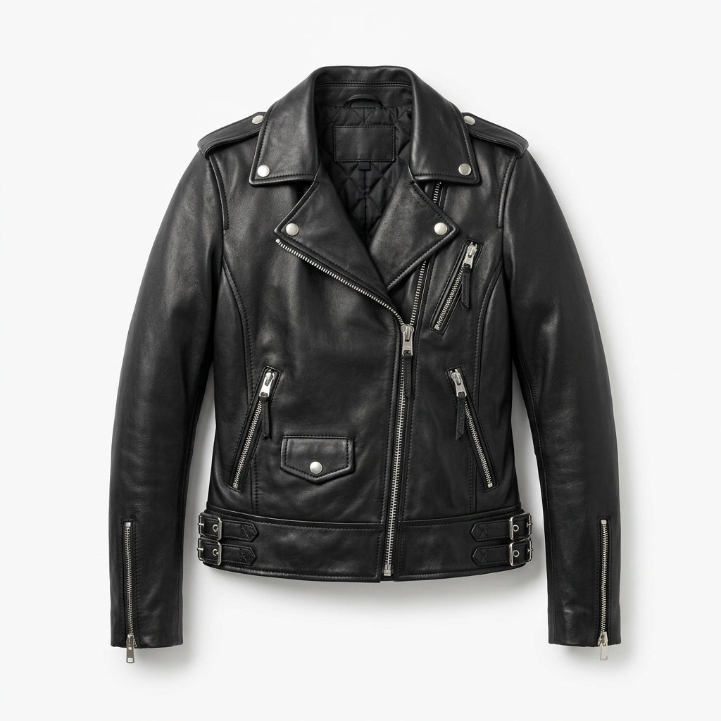 Soho Leather Biker Jacket - Black