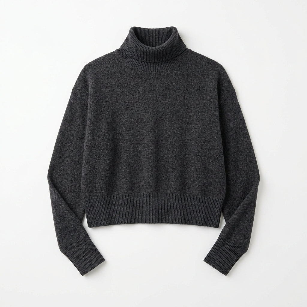 Meridian Cropped Turtleneck - Charcoal