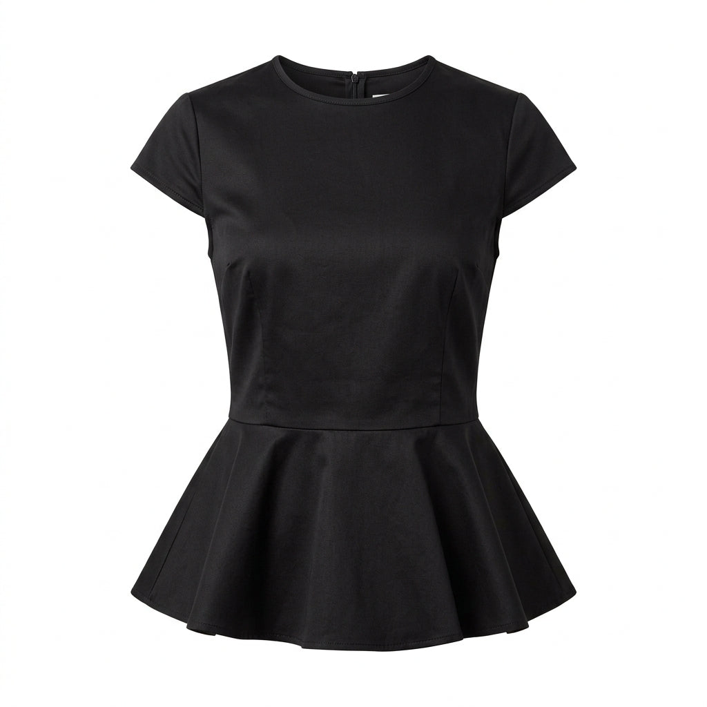 Zenith Structured Peplum Top - Black