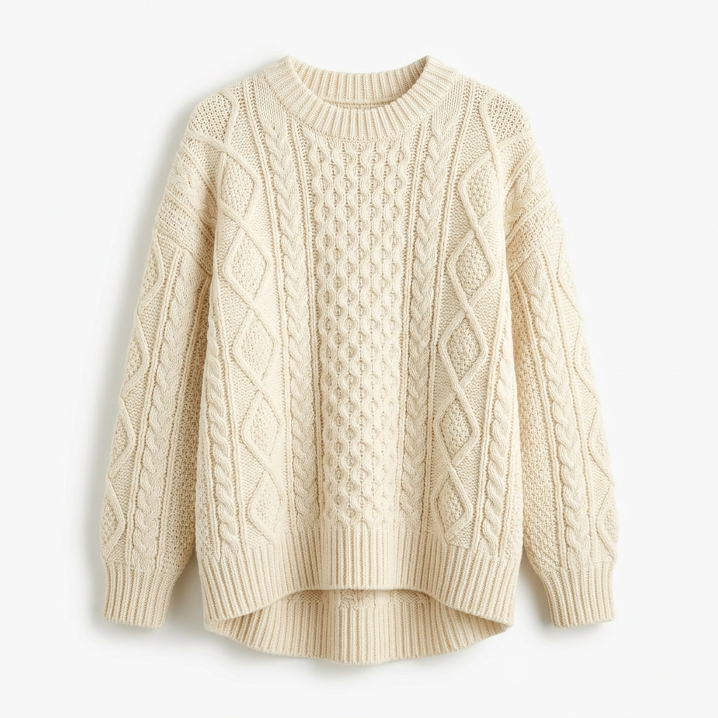 Nordic Cable-Knit Pullover - Ivory