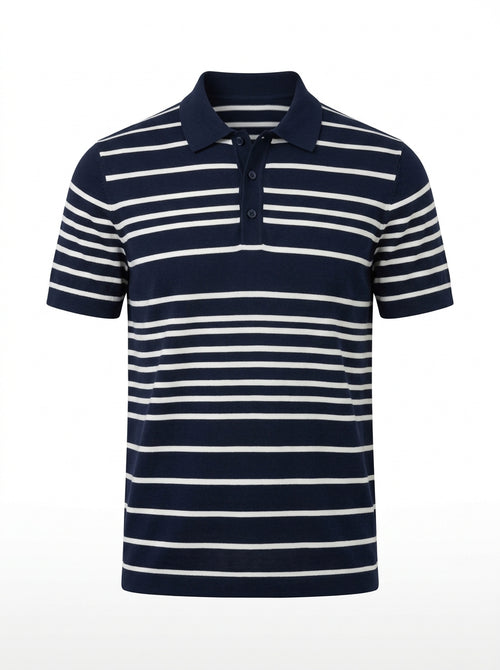 White Atlantic Breton Stripe Polo packshot product photo