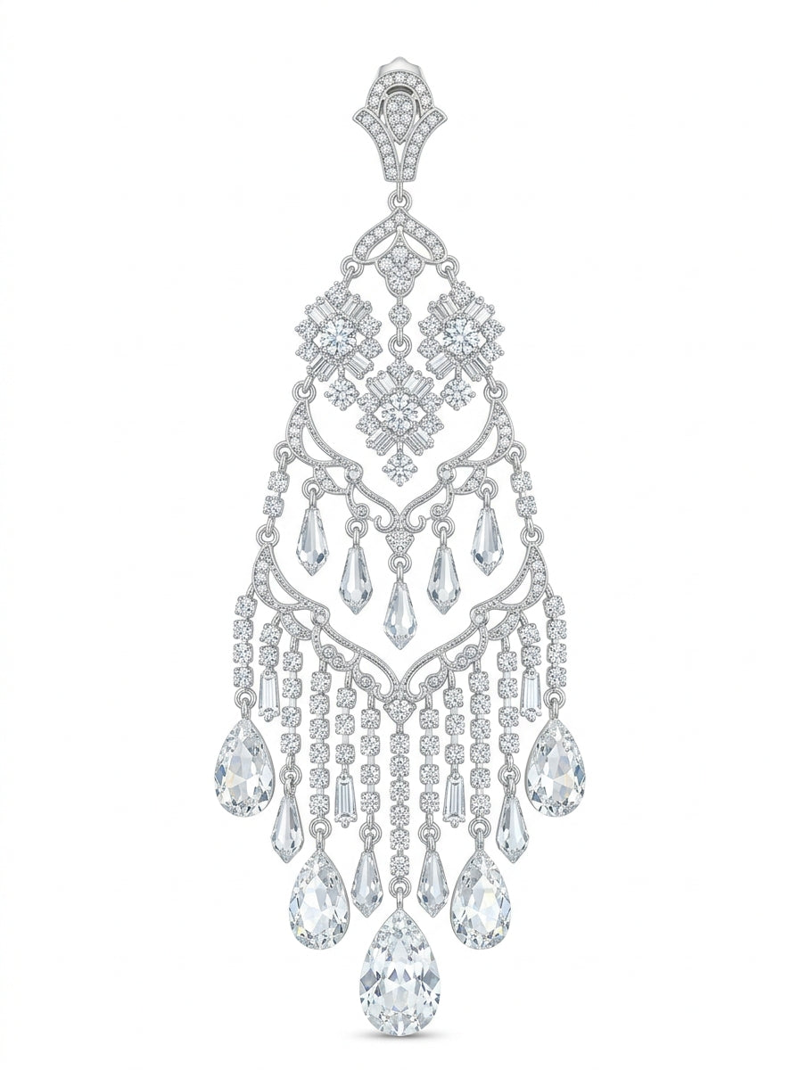 Pearl Aurora Crystal Chandelier Earrings packshot product photo