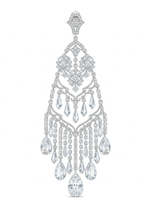 Pearl Aurora Crystal Chandelier Earrings packshot product photo