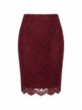 Cream Camellia Lace Overlay Pencil Skirt packshot product photo