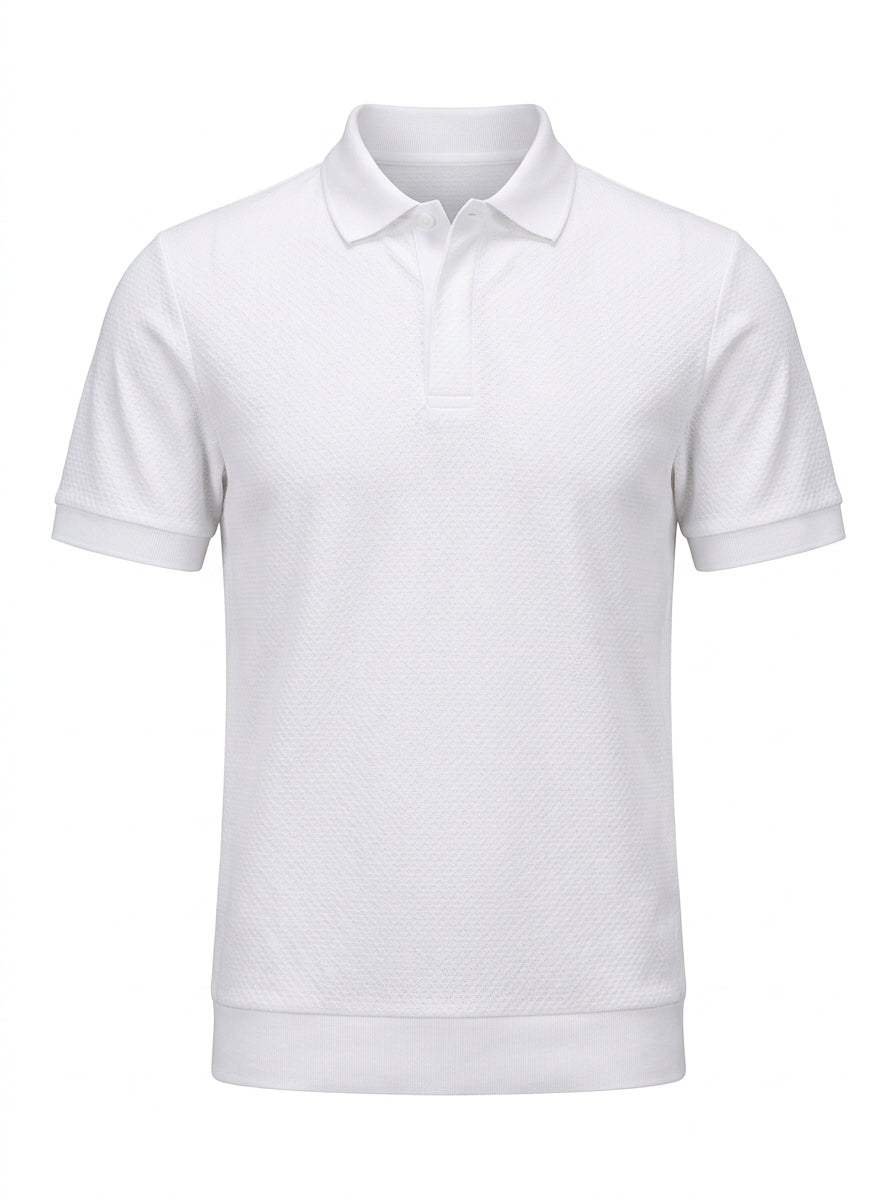 Red Clubhouse Jacquard Polo packshot product photo