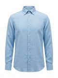 Sky Blue Coastal Linen Button-Down Shirt packshot product photo