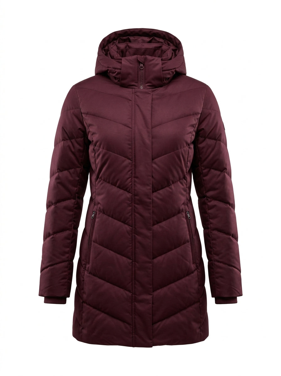 Burgundy Crimson Peak Chevron Down Parka packshot product photo