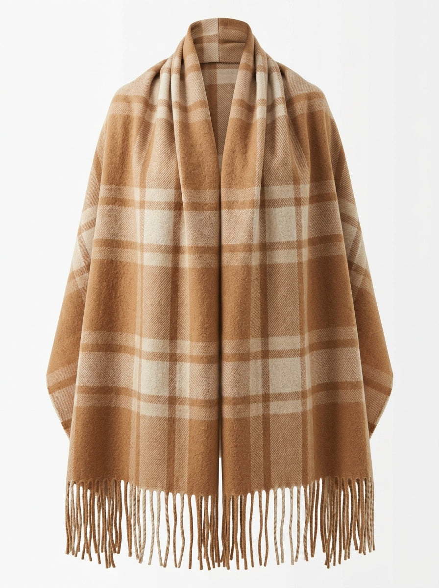 Camel Desert Plaid Blanket Scarf packshot product photo