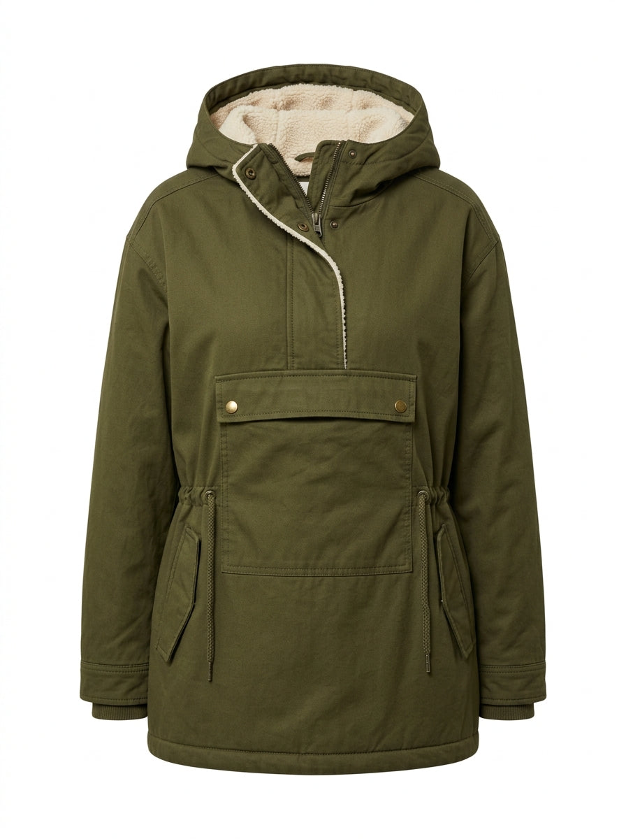Olive Everfield Sherpa-Lined Anorak Parka packshot product photo