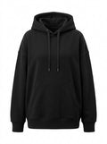 Black Everpine Oversized Fleece Hoodie packshot product photo