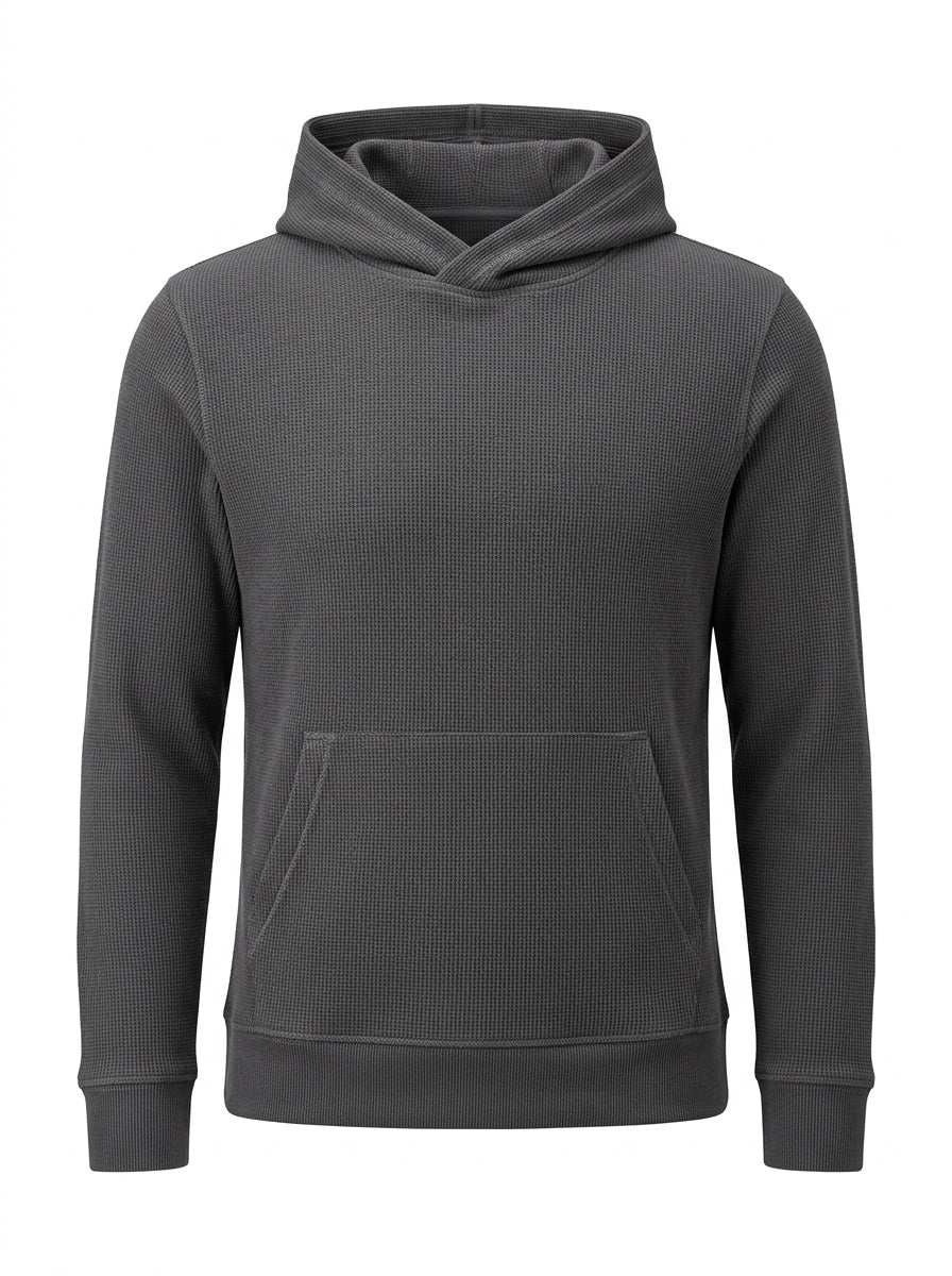 Charcoal Forge Waffle Knit Hoodie packshot product photo