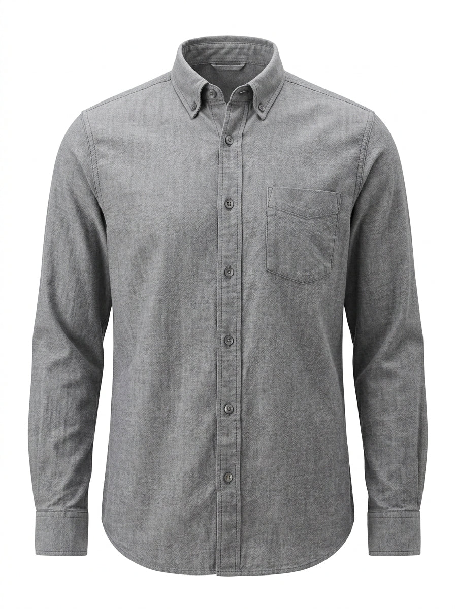 Gray Foundry Chambray Button-Down Shirt packshot product photo