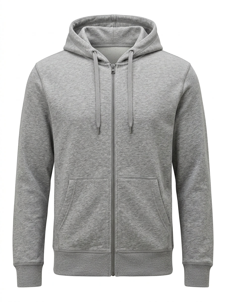 Gray Harbor Heather Zip Hoodie packshot product photo