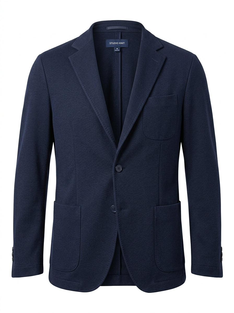 Navy Harbor Line Knit Blazer packshot product photo