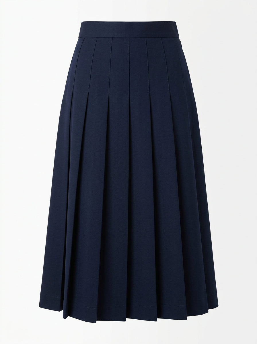 Navy Harbor Pleated A-Line Skirt packshot product photo