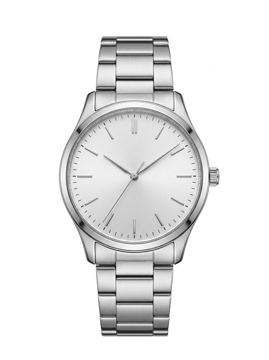 Silver Harbor Steel Minimal Watch packshot product photo