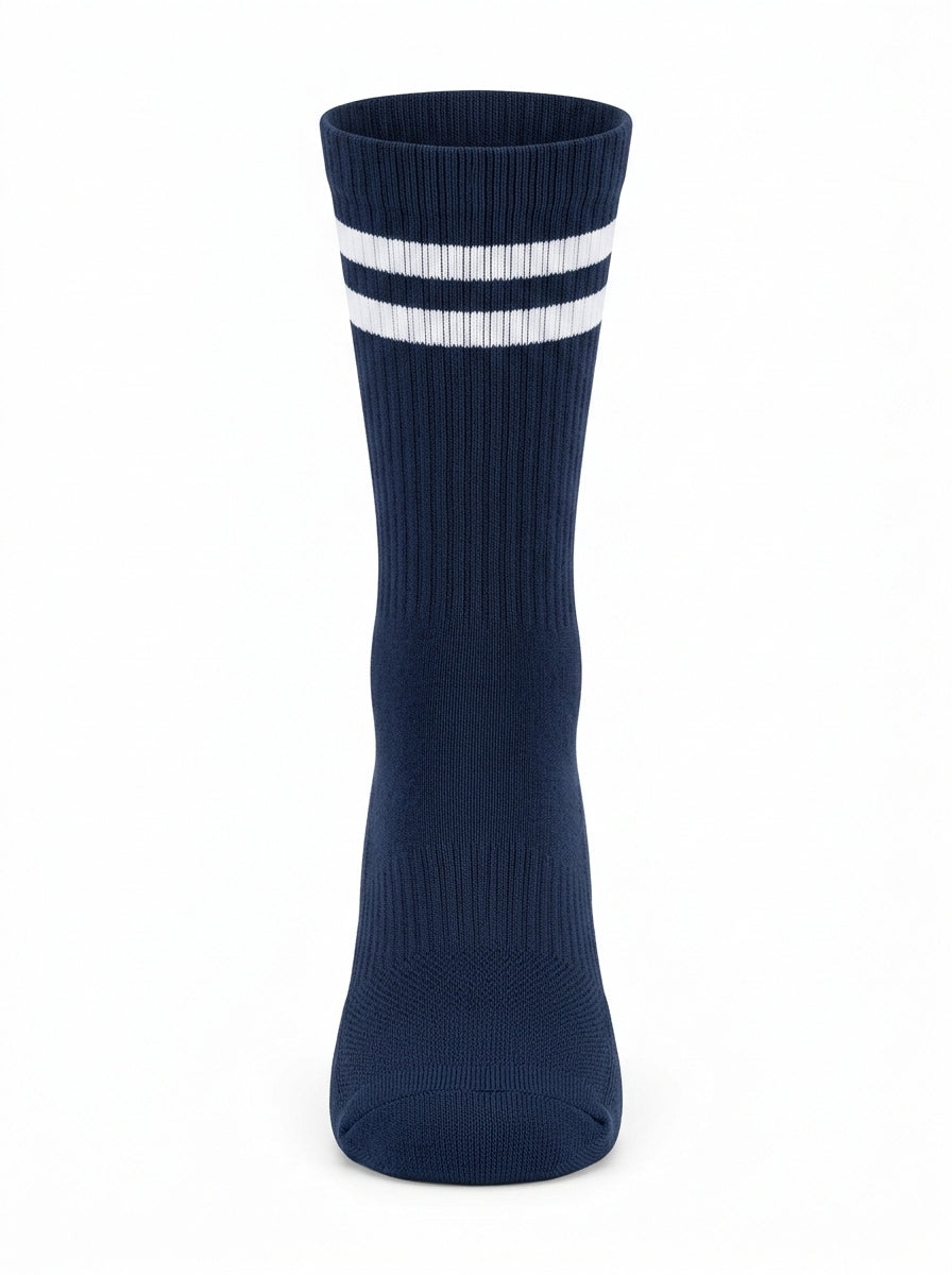 White Harbor Stripe Crew Sock packshot product photo