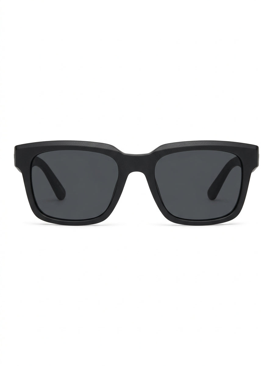 Brown Harborline Matte Black Wayfarer Sunglasses packshot product photo
