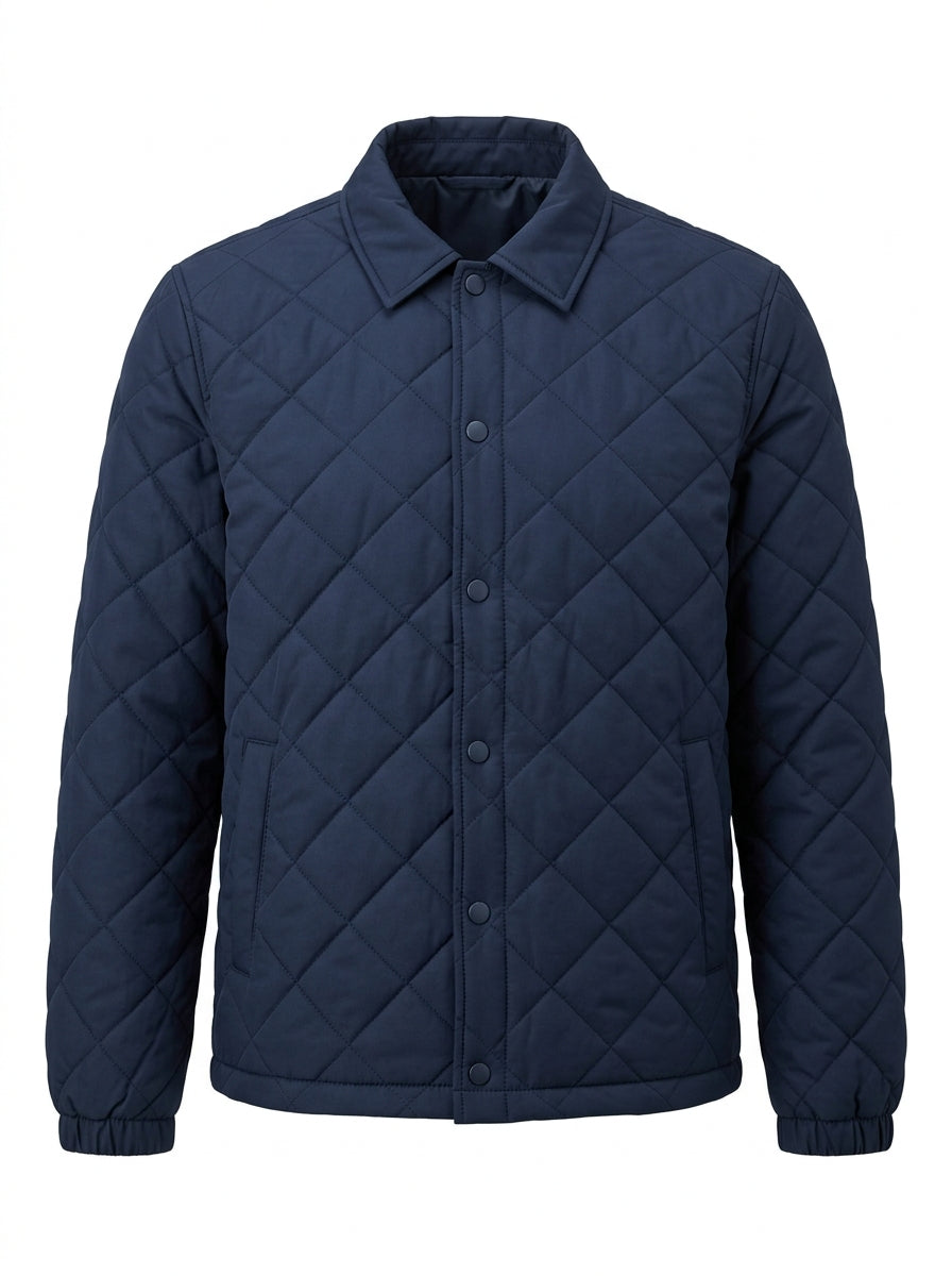 Navy Harborline Quilted Coach Jacket packshot product photo