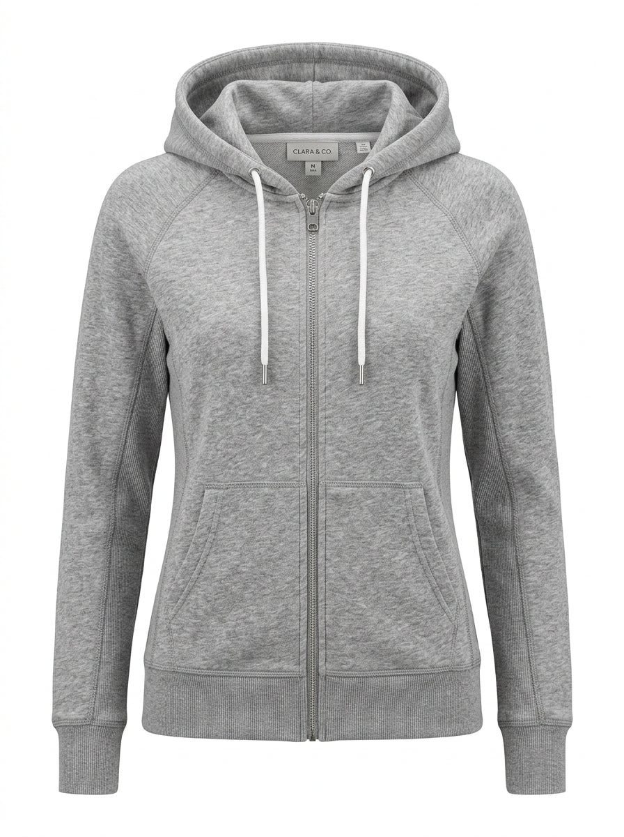Gray Heatherline Zip Lounge Hoodie packshot product photo