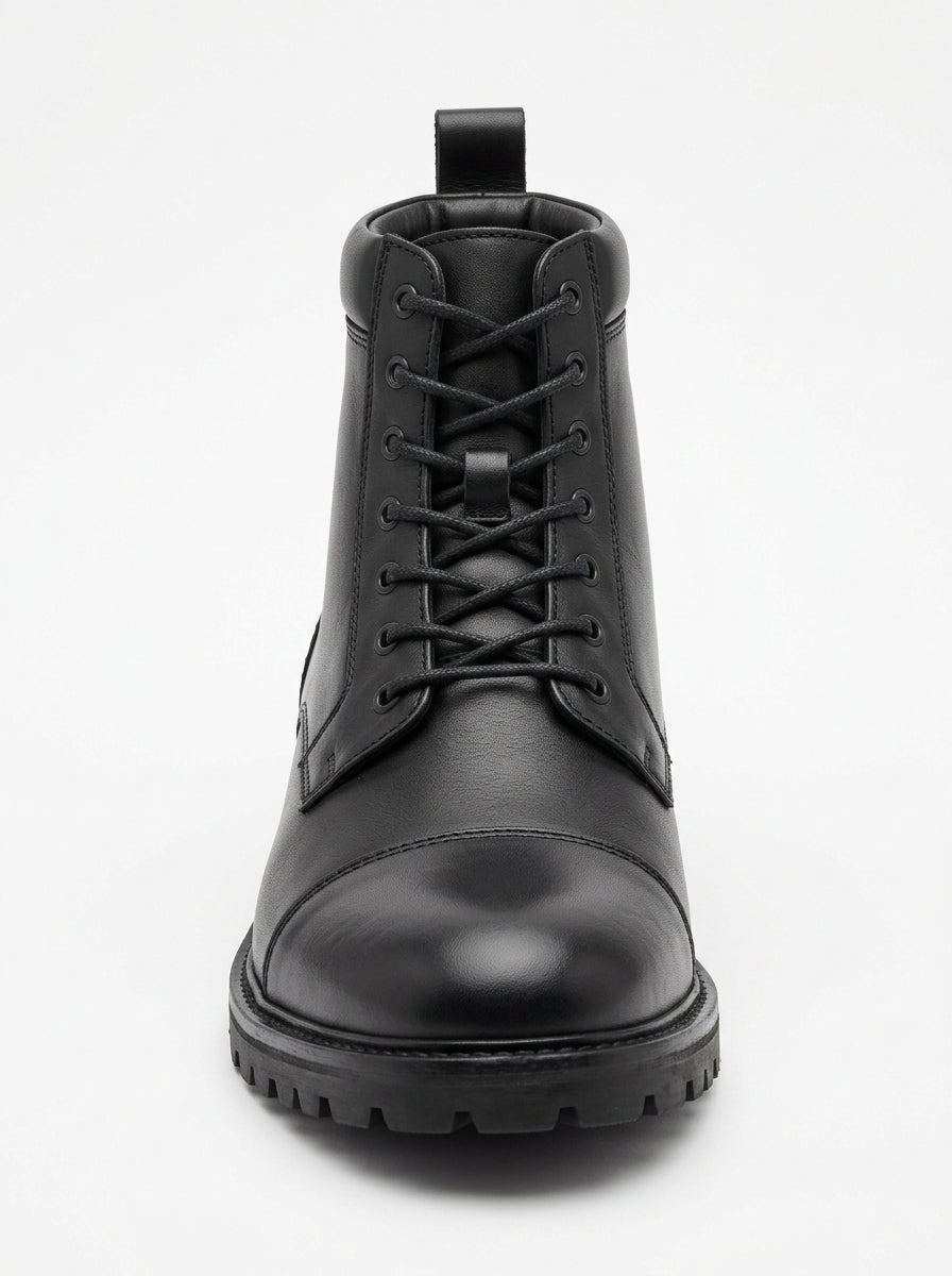 Black Ironcrest Cap-Toe Leather Boot packshot product photo