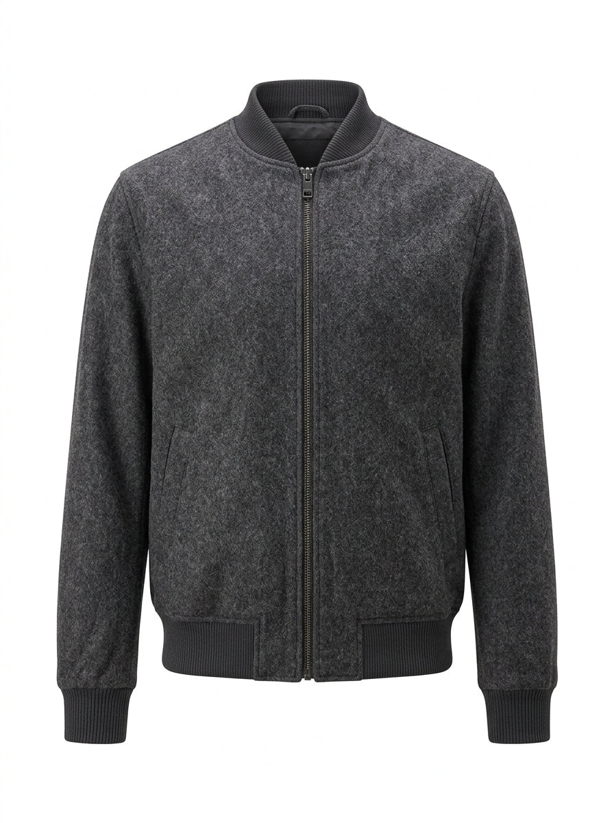 Olive Ironcrest Wool Blend Bomber packshot product photo