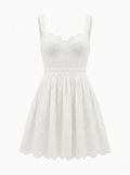 White Ivory Garden Eyelet Mini Dress packshot product photo