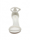 White Ivory Pearl Strap Heel packshot product photo