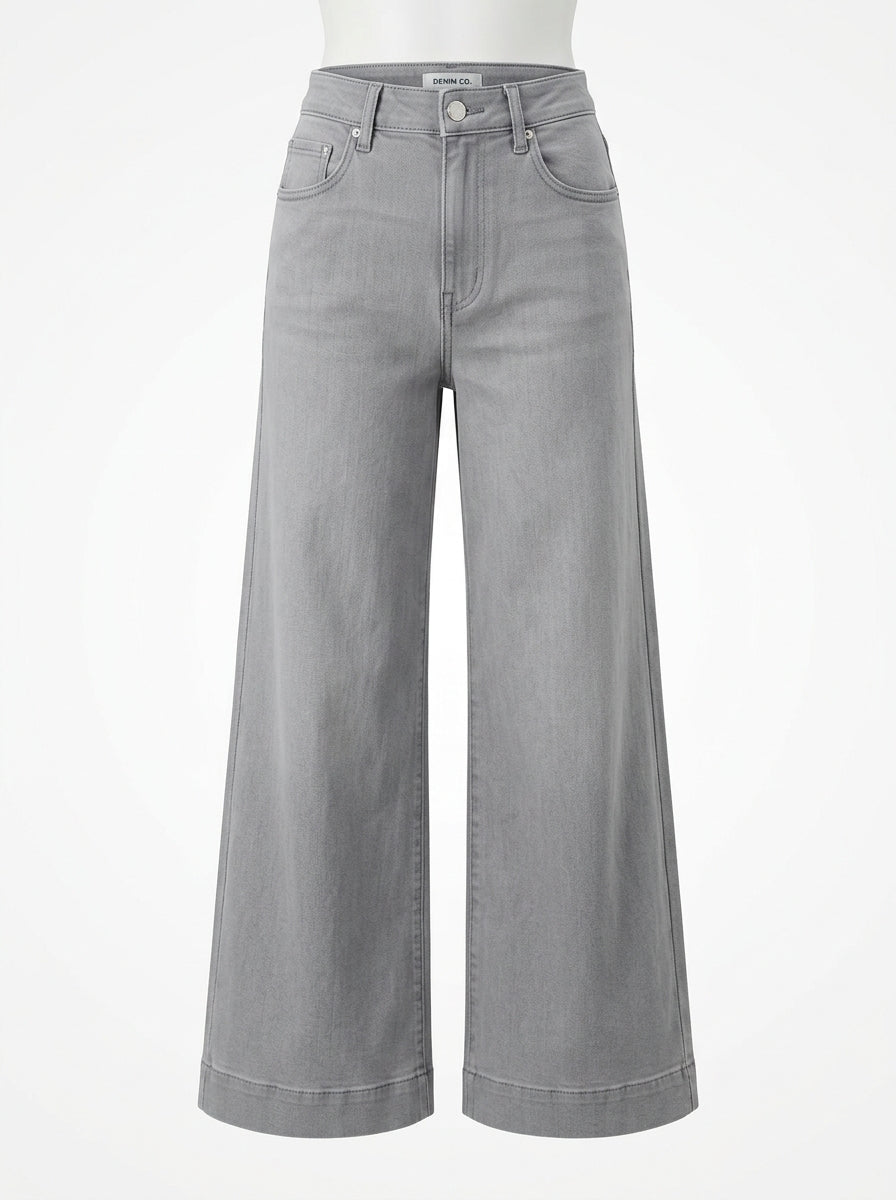 Gray Luna Drift Wide Leg Jeans packshot product photo