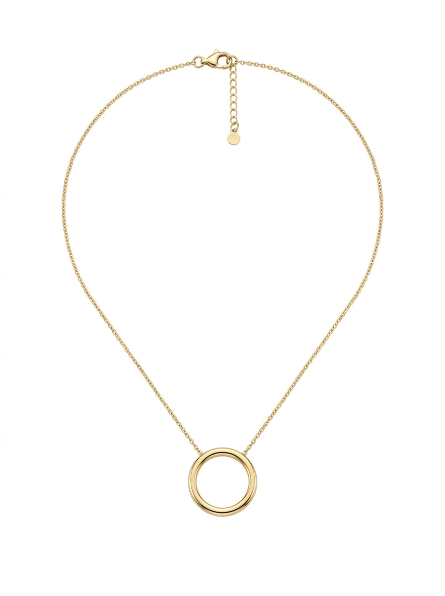 Gold Luna Halo Pendant Necklace packshot product photo