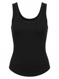 Black Luna Rib Scoop Tank packshot product photo