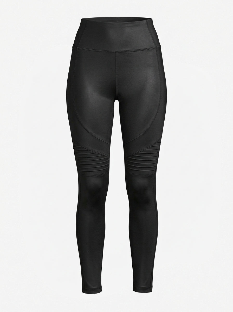 Black Luxe Shine Moto Legging packshot product photo