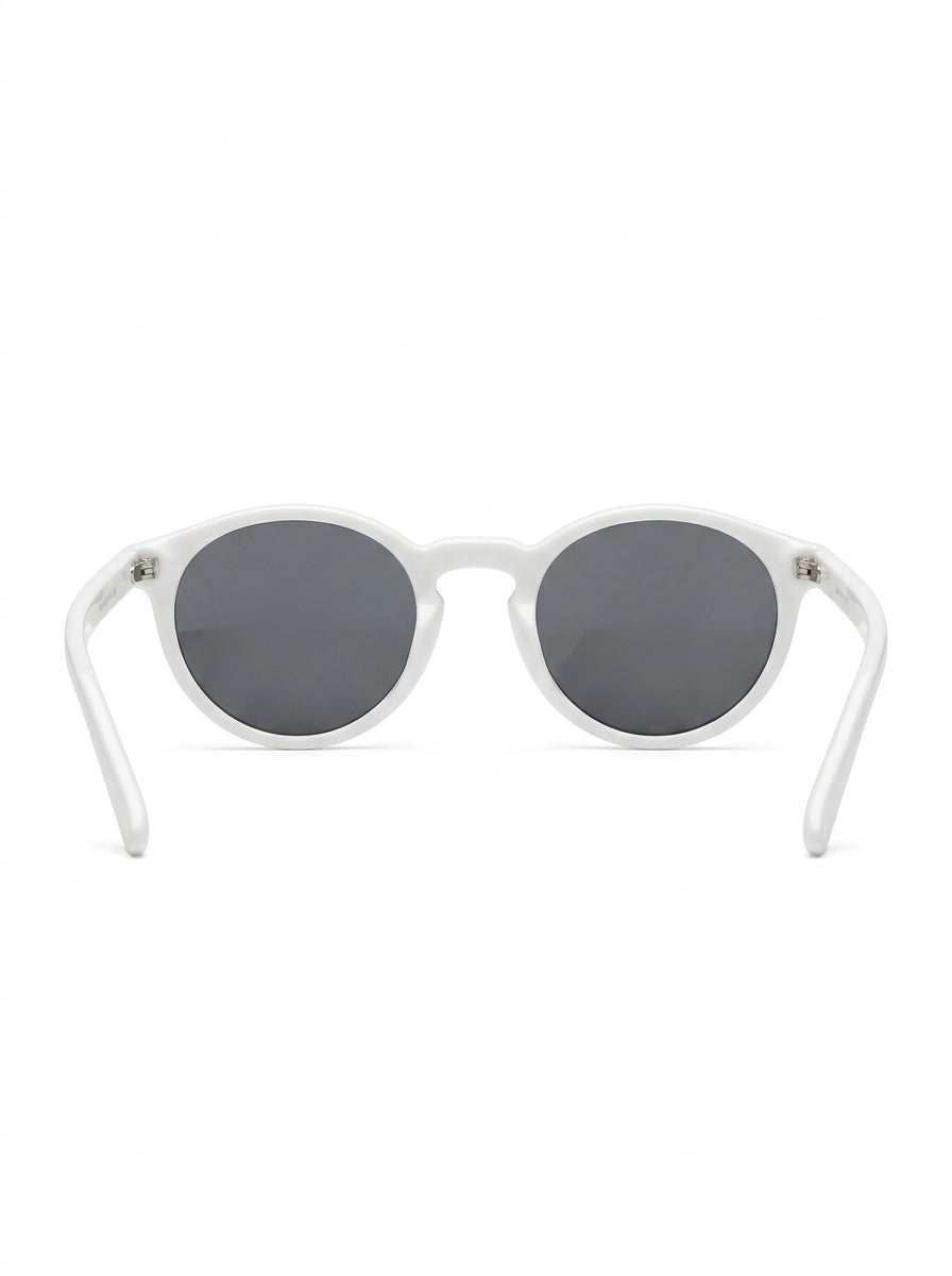 White Marina Retro Round Sunglasses packshot product photo