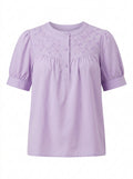 Lavender Meadow Embroidered Puff-Sleeve Blouse packshot product photo