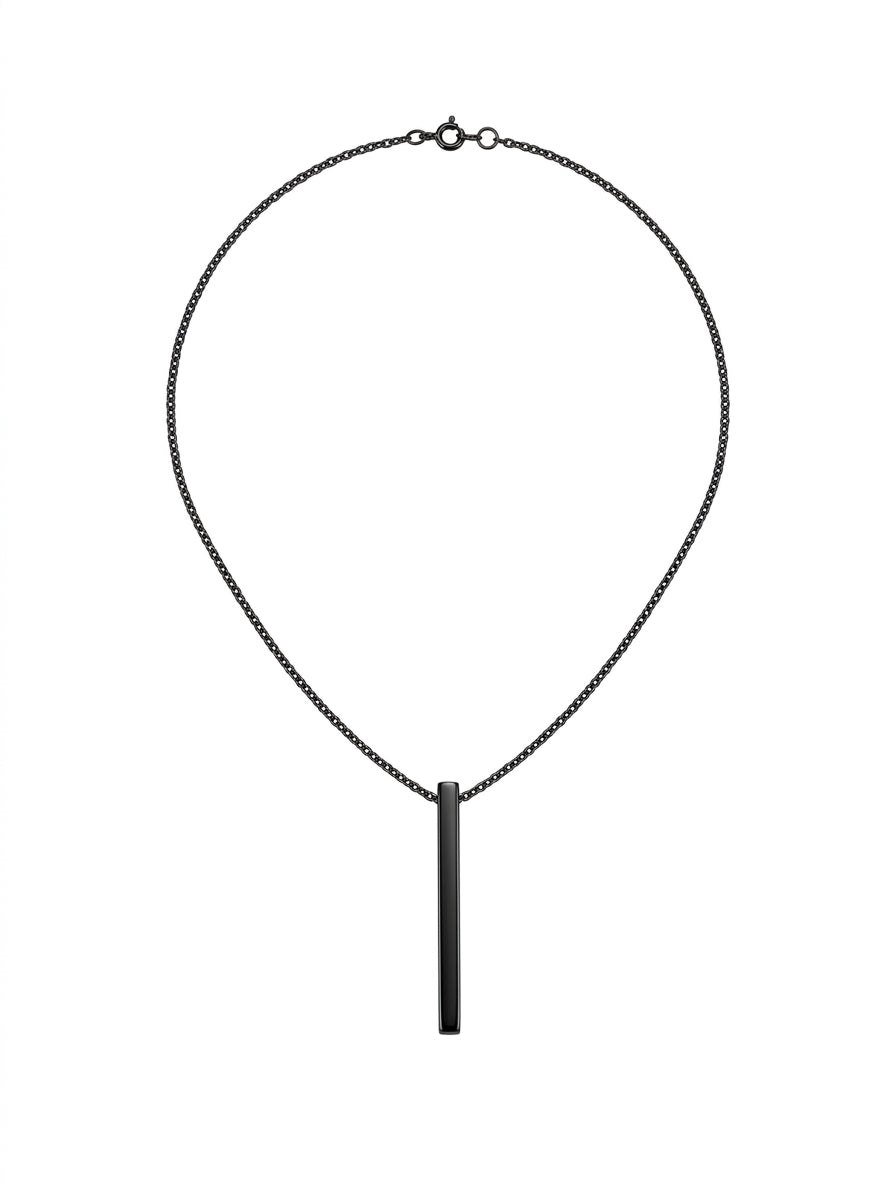 Silver Midnight Bar Drop Necklace packshot product photo