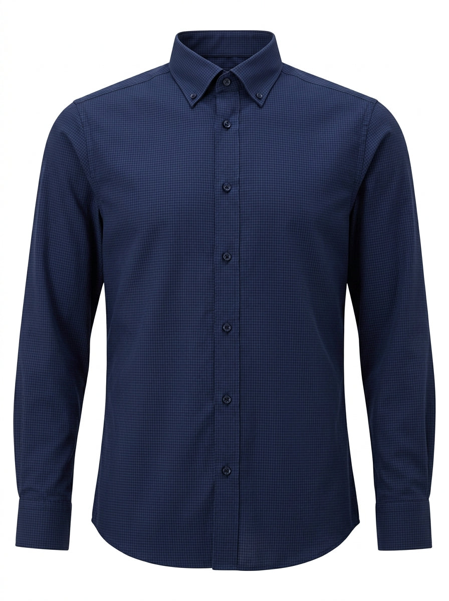 Navy Midnight Microcheck Button-Down Shirt packshot product photo
