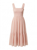 Blush Rosewater Smocked Tiered Midi Dress packshot product photo