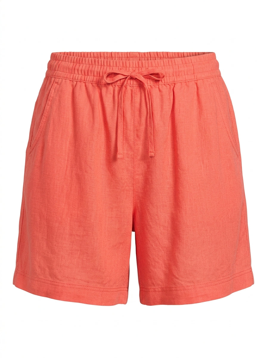 White Seabloom Linen Pull-On Shorts packshot product photo