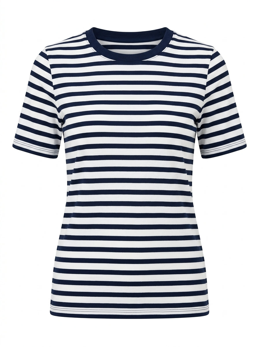 Navy Seabound Breton Stripe Tee packshot product photo